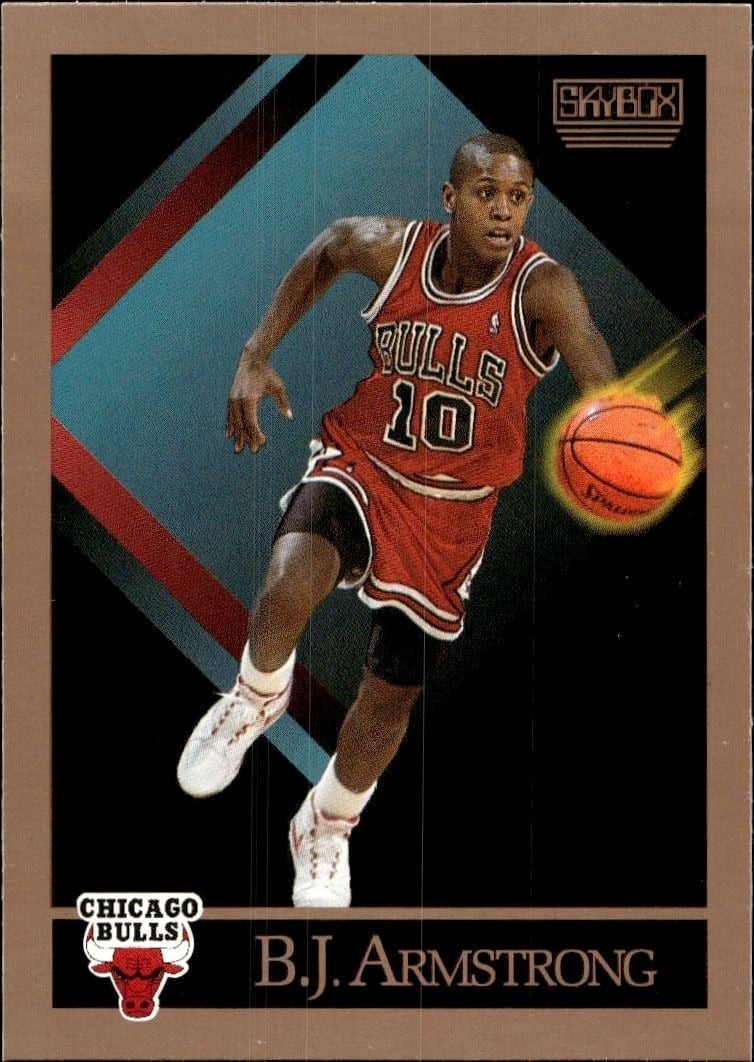 B.J. Armstrong 1990-91 Skybox #37 Basketball Trading Card - Front 1990-91 Skybox B.J. Armstrong #37 basketball trading card front