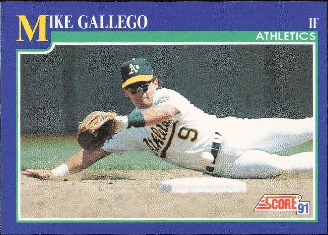 Mike Gallego 1991 Score #476 Baseball Trading Card - Front 1991 Score Mike Gallego #476 baseball trading card front
