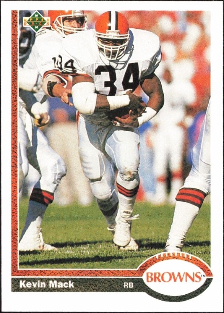 Kevin Mack 1991 Upper Deck #225 Football Trading Card - Front 1991 Upper Deck Kevin Mack #225 football trading card front