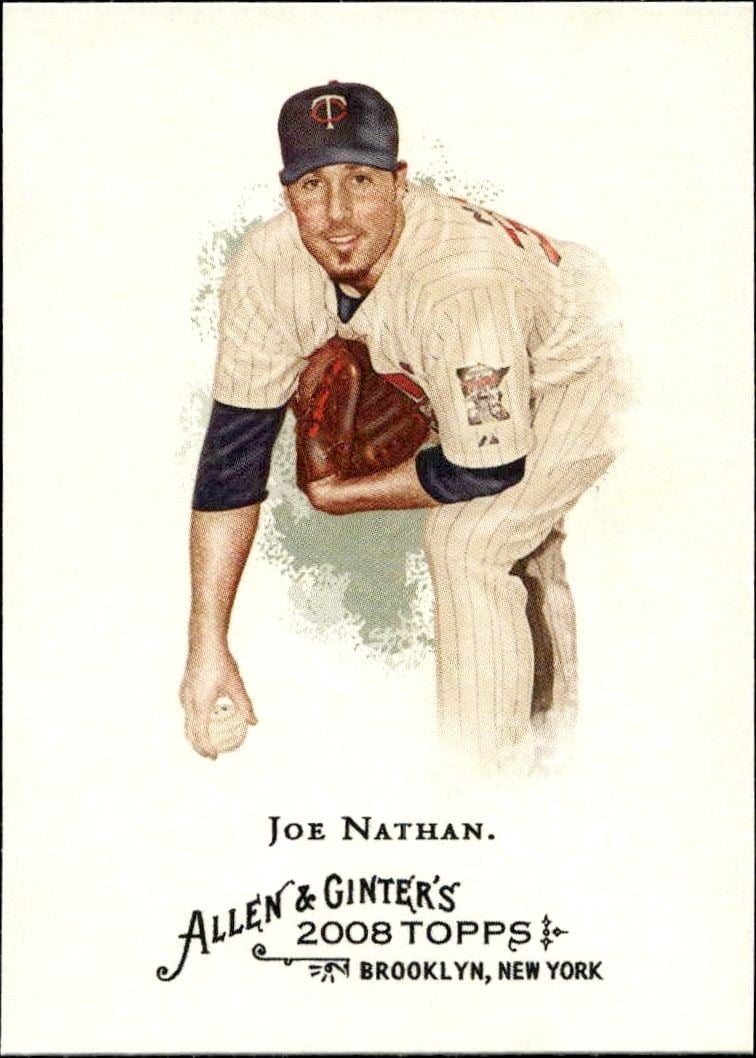 Joe Nathan 2008 Topps Allen & Ginter #281 Baseball Trading Card - Front 2008 Topps Allen & Ginter Joe Nathan #281 baseball trading card front
