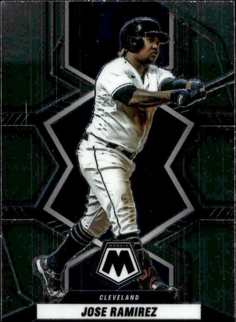 Jose Ramirez 2022 Panini Mosaic #142 Baseball Trading Card - Front 2022 Panini Mosaic Jose Ramirez #142 baseball trading card front