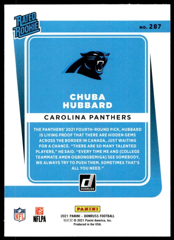 2021 Donruss Chuba Hubbard #287 (Back)