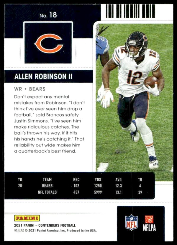 2021 Panini Contenders Allen Robinson II #18 (Back)