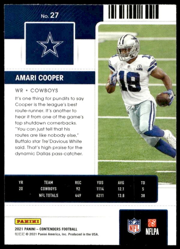 2021 Panini Contenders Amari Cooper #27 (Back)