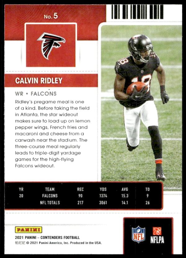 2021 Panini Contenders Calvin Ridley #5 (Back)