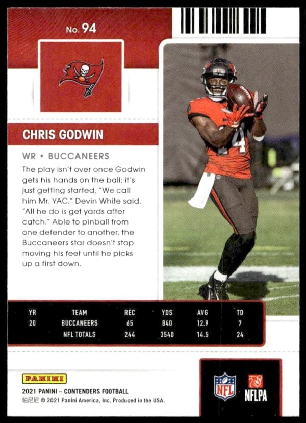 2021 Panini Contenders Chris Godwin #94 (Back)