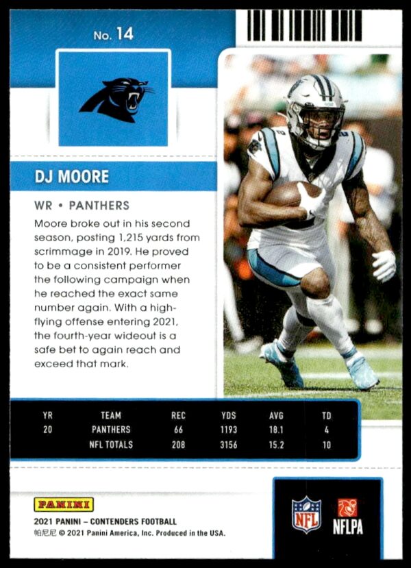 2021 Panini Contenders DJ Moore #14 (Back)