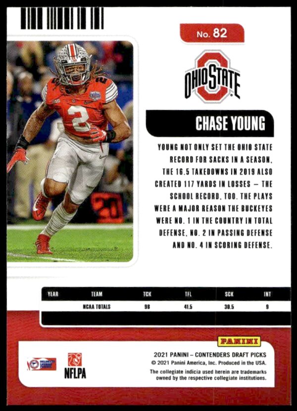 2021 Panini Contenders Draft Picks Chase Young #82 (Back)