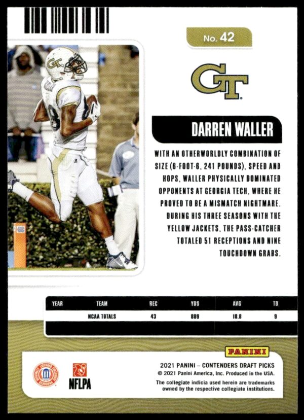 2021 Panini Contenders Draft Picks Darren Waller #42 (Back)