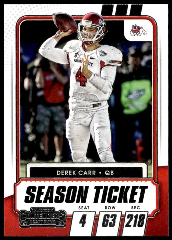 2021 Panini Contenders Draft Picks Derek Carr Campus Ticket #14 (Front)