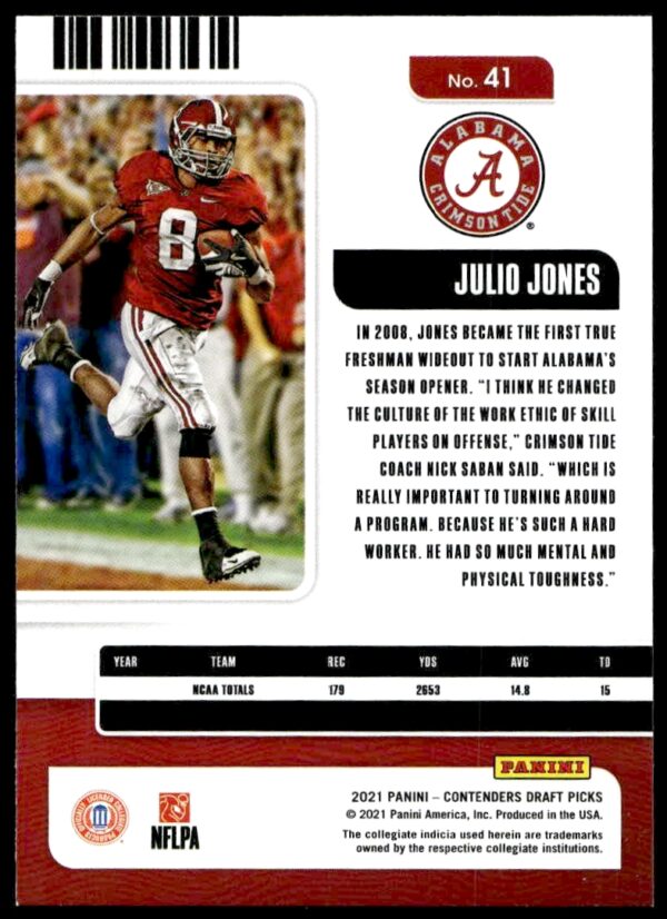 2021 Panini Contenders Draft Picks Julio Jones #41 (Back)