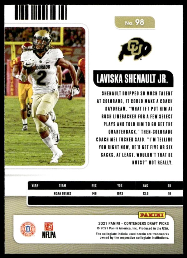 2021 Panini Contenders Draft Picks Laviska Shenault Jr. #98 (Back)