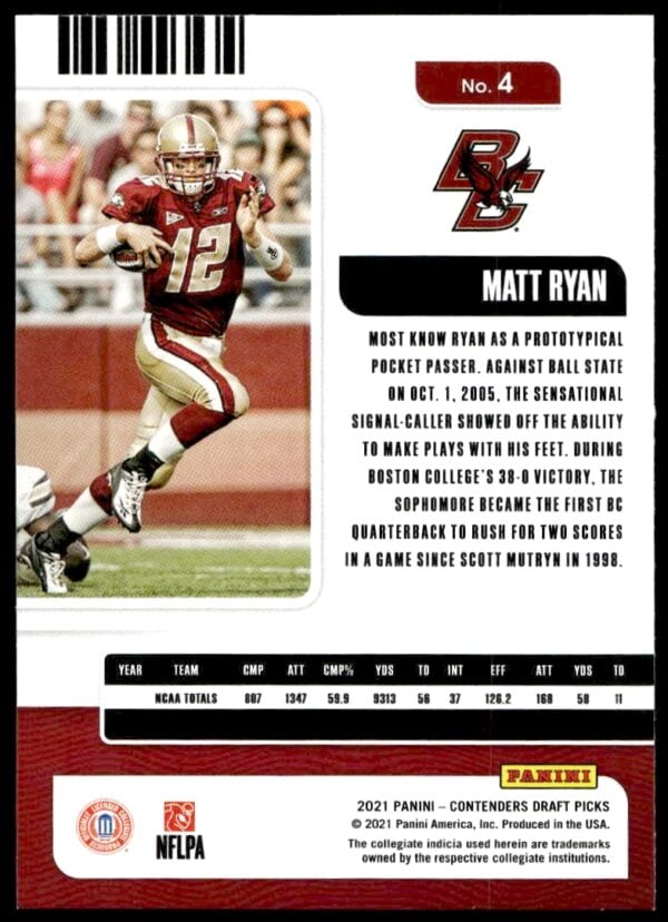 2021 Panini Contenders Draft Picks Matt Ryan #4 (Back)