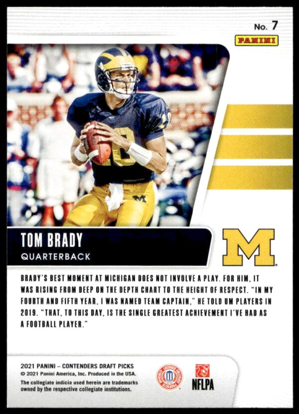 2021 Panini Contenders Draft Picks Tom Brady Campus Legends #7 (Back)