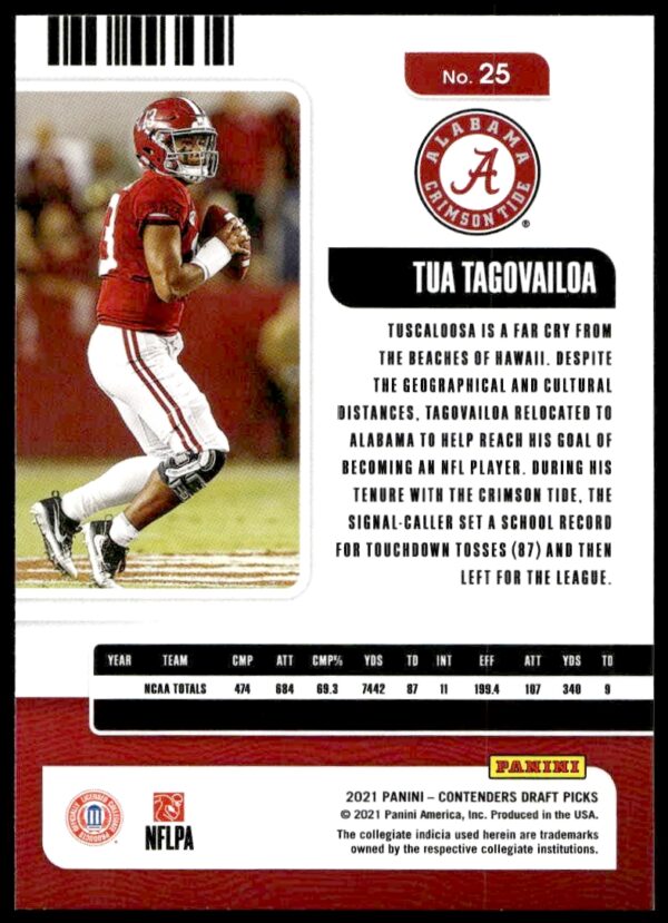 2021 Panini Contenders Draft Picks Tua Tagovailoa Conference Ticket #25 (Back)