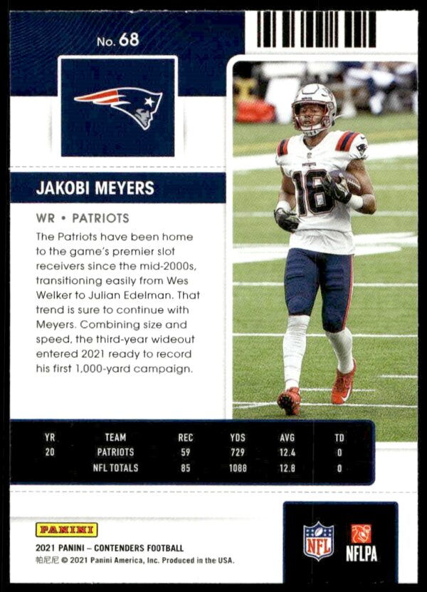 2021 Panini Contenders Jakobi Meyers #68 (Back)