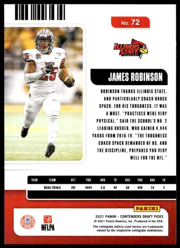 2021 Panini Contenders James Robinson #12 (Back)