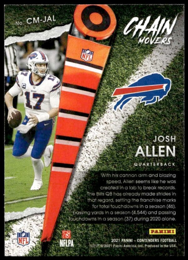 2021 Panini Contenders Josh Allen Chain Movers #CM-JAL (Back)