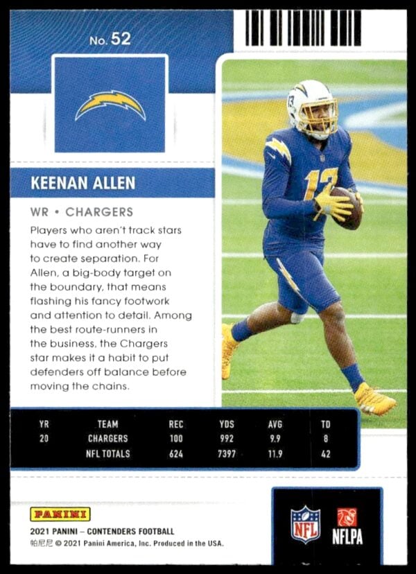 2021 Panini Contenders Keenan Allen #52 (Back)