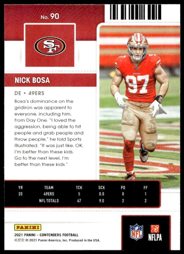 2021 Panini Contenders Nick Bosa #90 (Back)