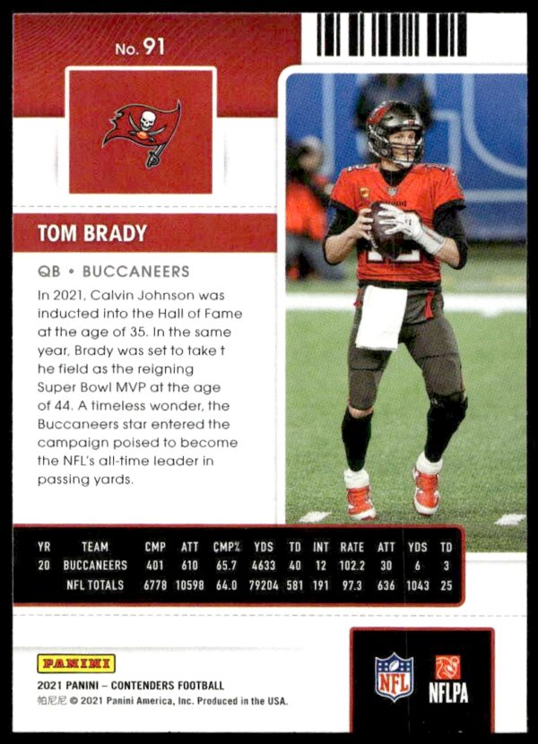 2021 Panini Contenders Tom Brady #91 (Back)