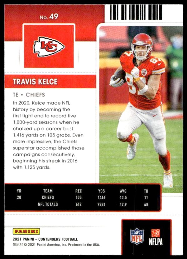 2021 Panini Contenders Travis Kelce #49 (Back)