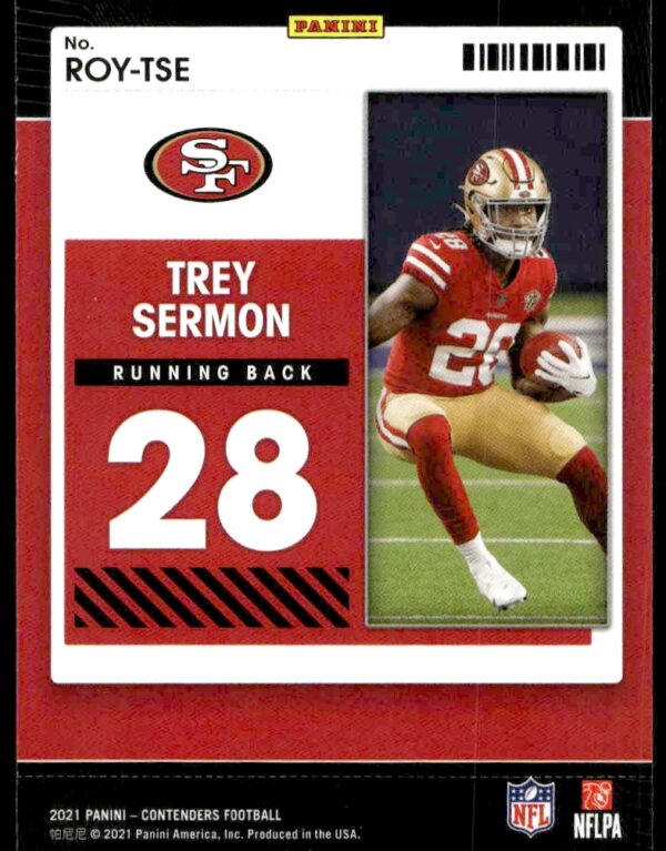 2021 Panini Contenders Trey Sermon Rookie of the Year #ROY-TSE (Back)