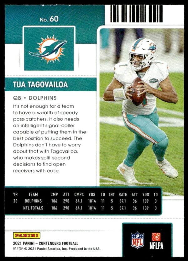 2021 Panini Contenders Tua Tagovailoa #60 (Back)