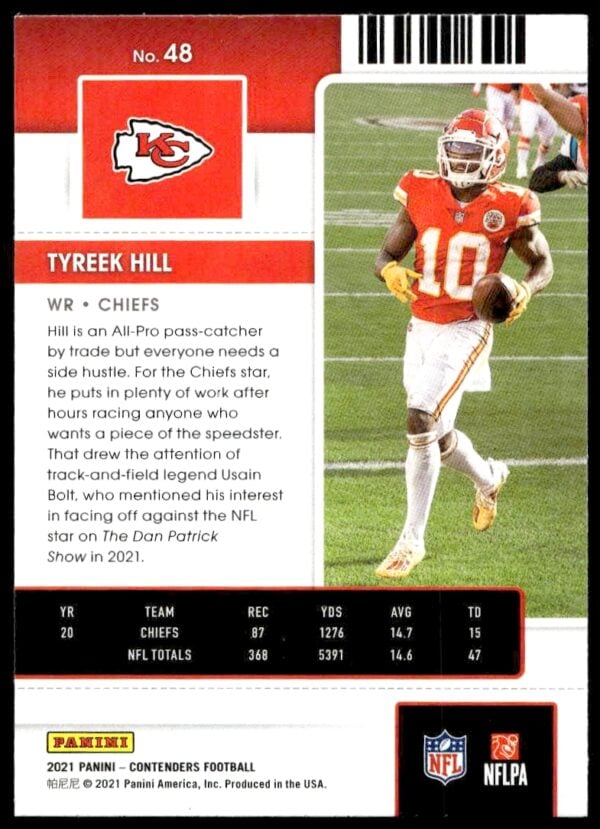 2021 Panini Contenders Tyreek Hill #48 (Back)