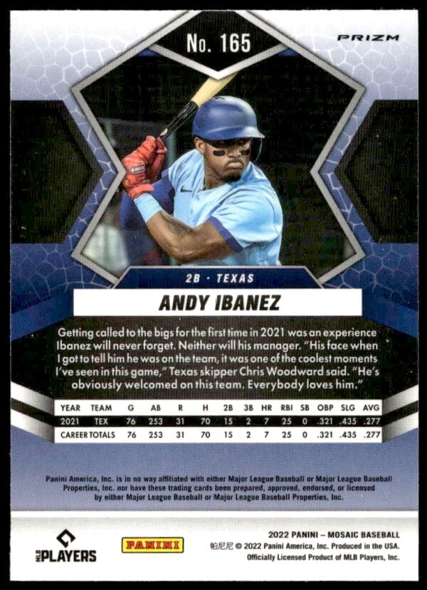 2022 Panini Mosaic Andy Ibanez #165 (Back)