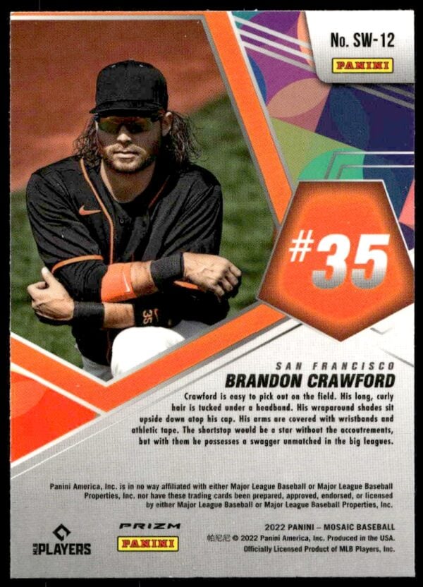 2022 Panini Mosaic Brandon Crawford Swagger Mosaic Prizm #SW-12 (Back)