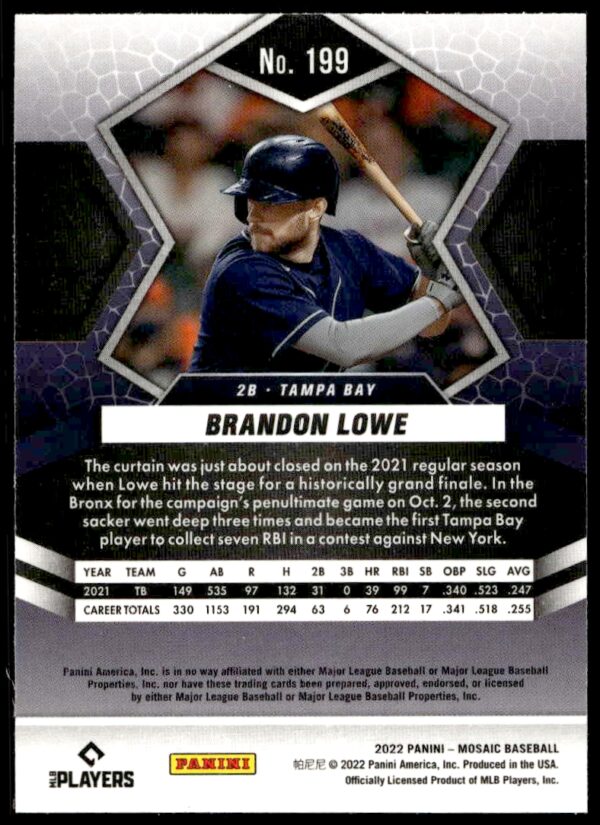 2022 Panini Mosaic Brandon Lowe #199 (Back)