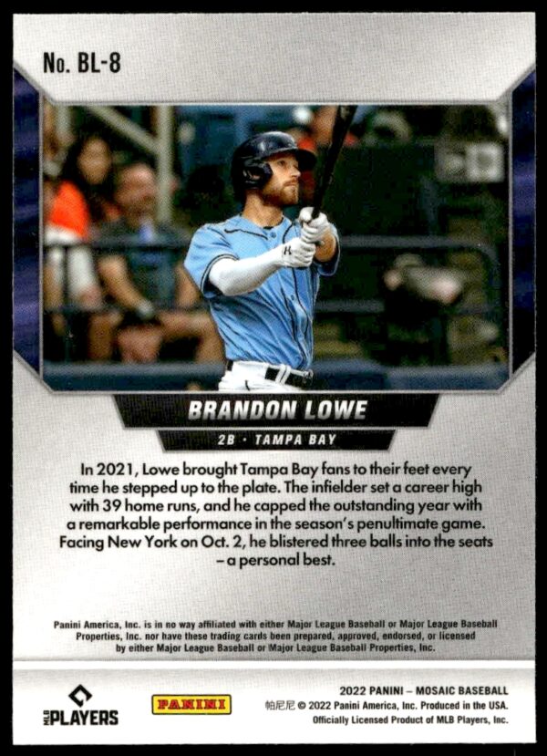 2022 Panini Mosaic Brandon Lowe Blistered #BL-8 (Back)