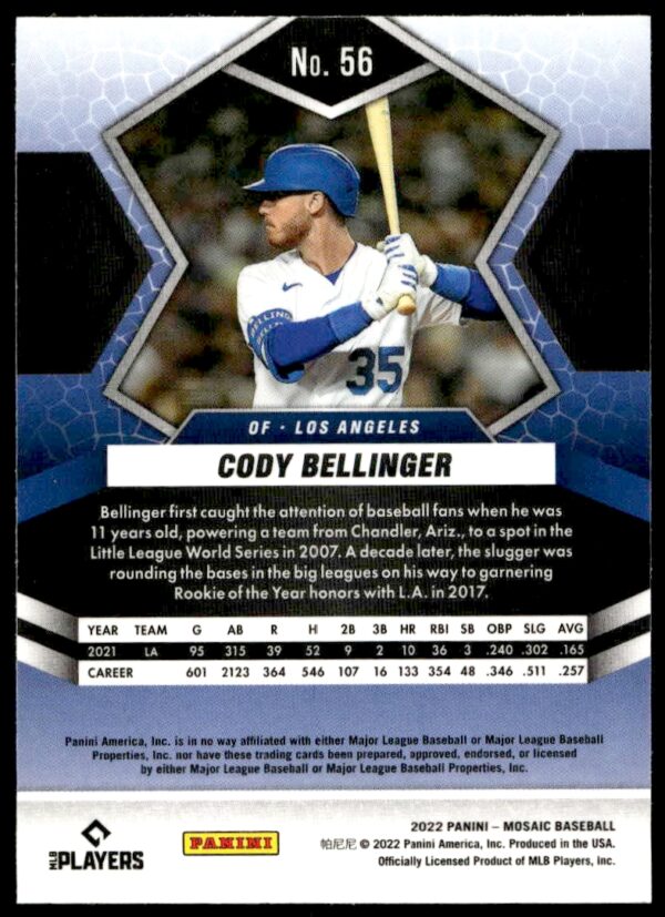 2022 Panini Mosaic Cody Bellinger #56 (Back)