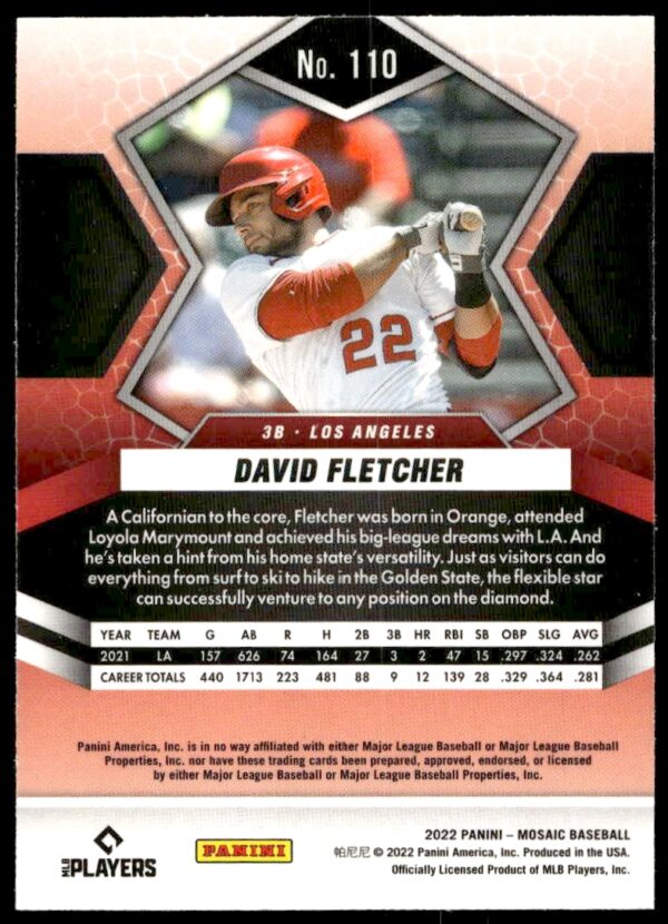 2022 Panini Mosaic David Fletcher #110 (Back)