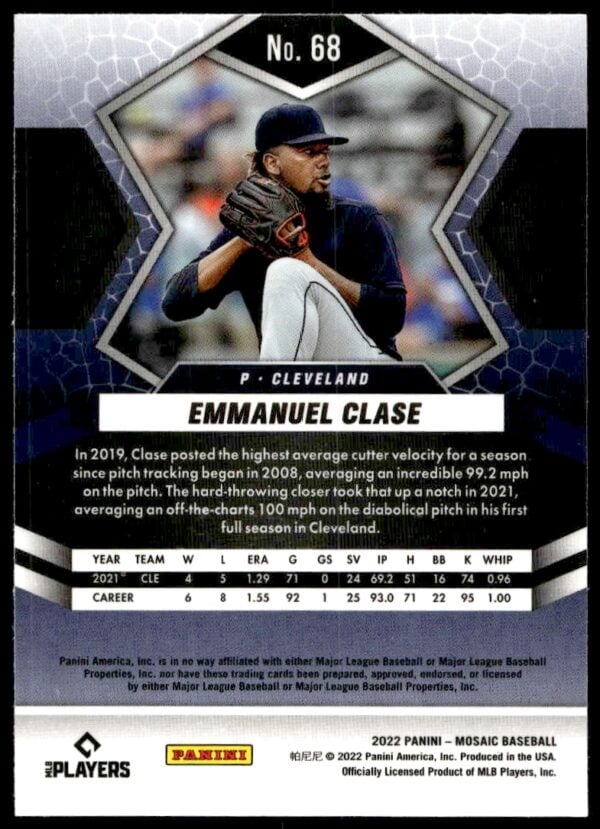 2022 Panini Mosaic Emmanuel Clase #68 (Back)