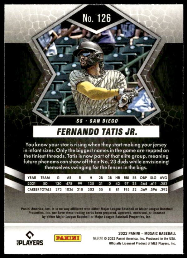 2022 Panini Mosaic Fernando Tatis Jr. #126 (Back)