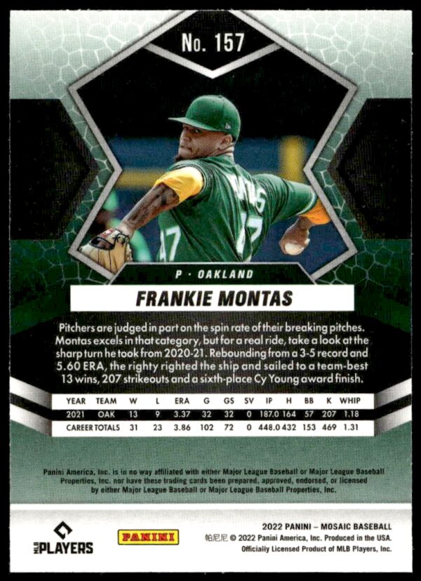 2022 Panini Mosaic Frankie Montas #157 (Back)