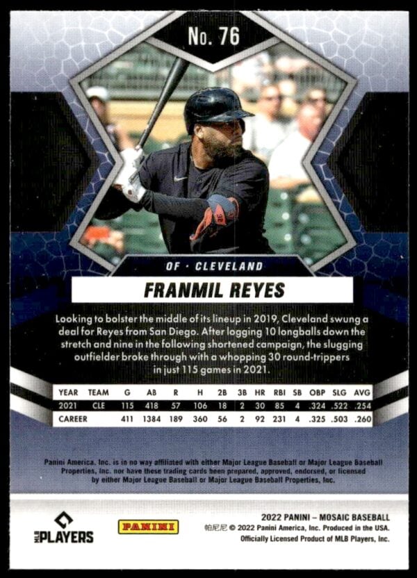 2022 Panini Mosaic Franmil Reyes #76 (Back)