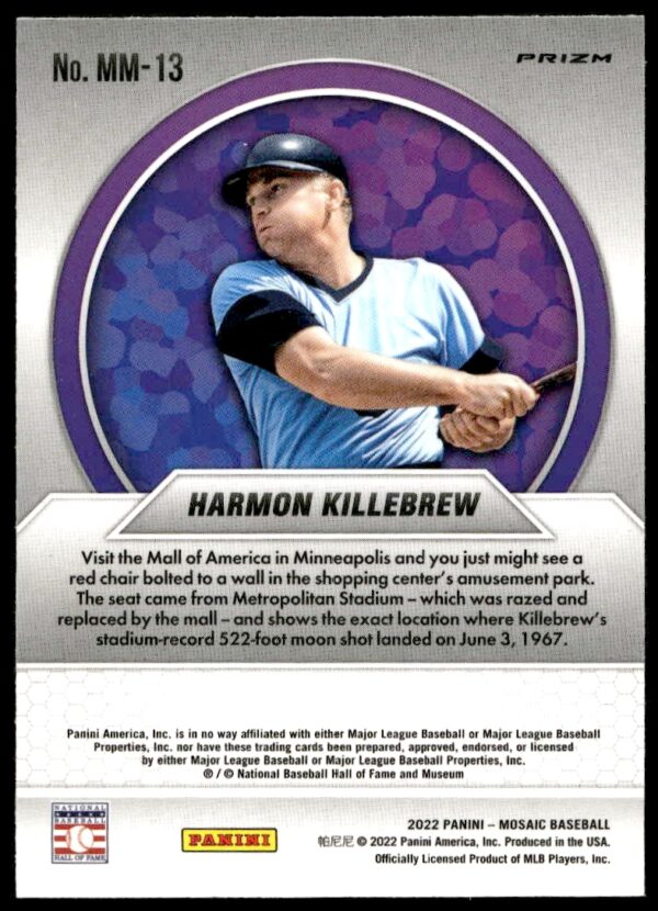 2022 Panini Mosaic Harmon Killebrew Men of Mastery Mosaic Prizm #MM-13 (Back)