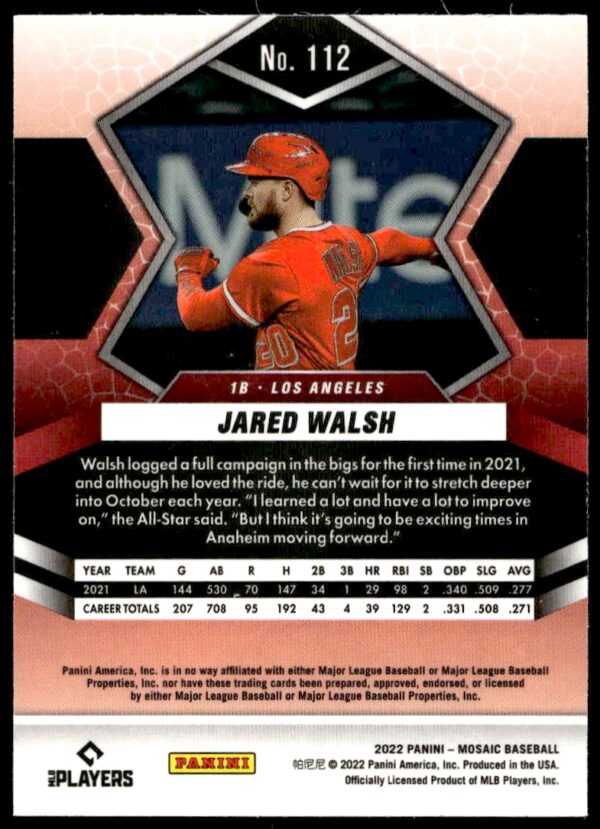 2022 Panini Mosaic Jared Walsh #112 (Back)