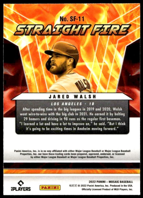 2022 Panini Mosaic Jared Walsh Straight Fire #SF-11 (Back)