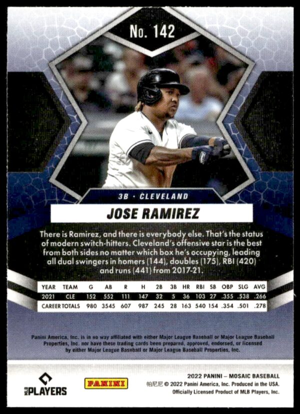 2022 Panini Mosaic Jose Ramirez #142 (Back)