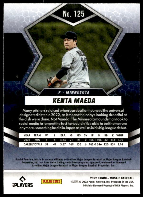 2022 Panini Mosaic Kenta Maeda #125 (Back)