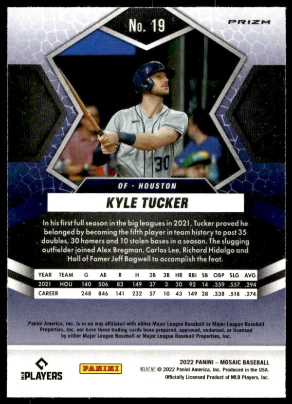 2022 Panini Mosaic Kyle Tucker Mosaic Prizm #19 (Back)