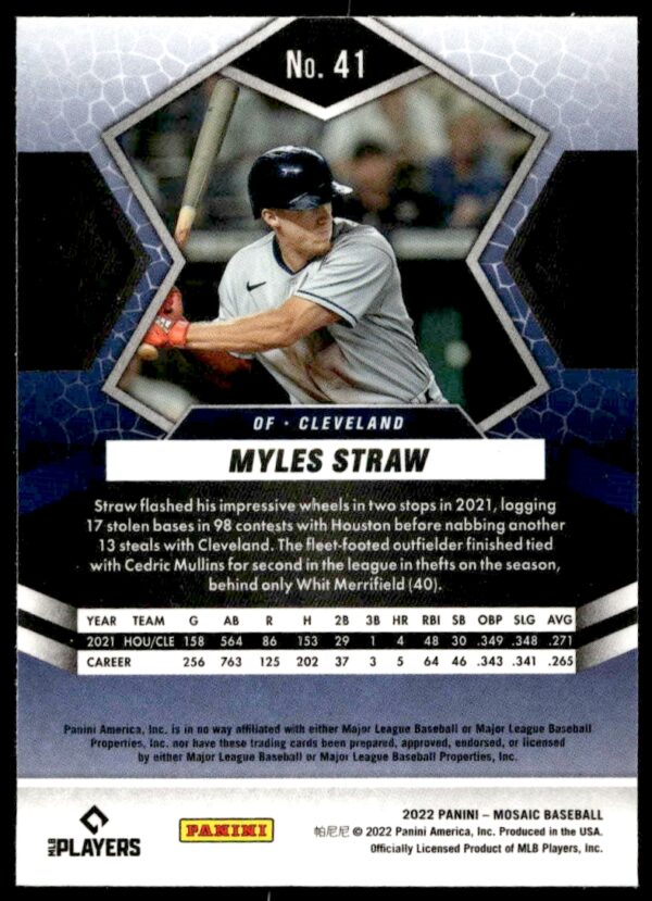 2022 Panini Mosaic Myles Straw #41 (Back)