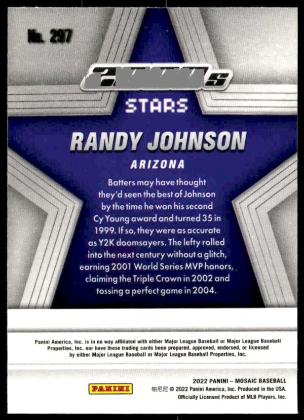 2022 Panini Mosaic Randy Johnson 2000s Stars #297 (Back)