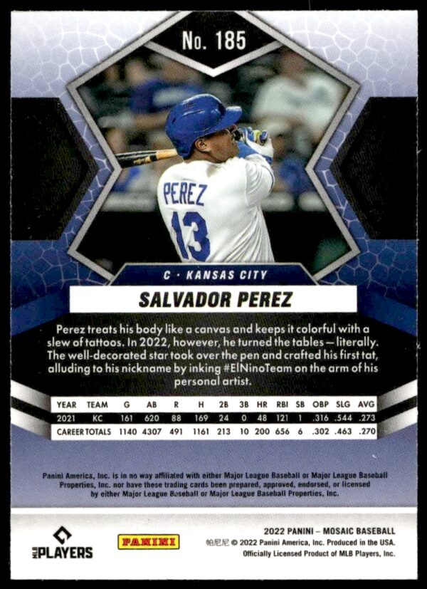 2022 Panini Mosaic Salvador Perez #185 (Back)