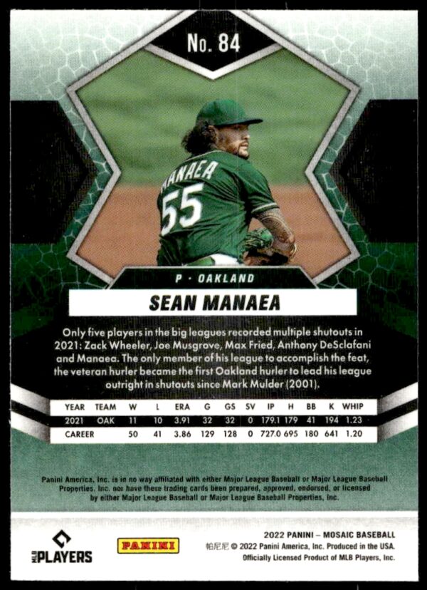 2022 Panini Mosaic Sean Manaea #84 (Back)