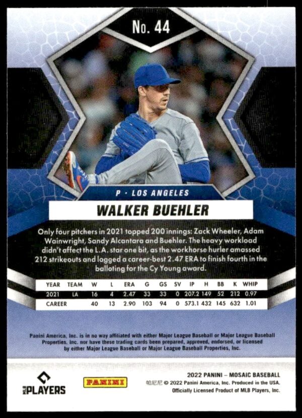 2022 Panini Mosaic Walker Buehler #44 (Back)